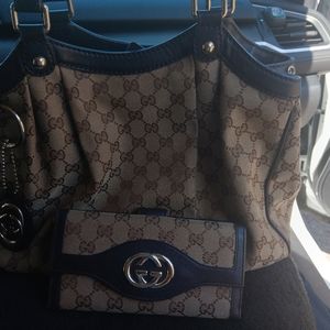 GUCCI Monogram Medium Sukey Tote Dark Brown